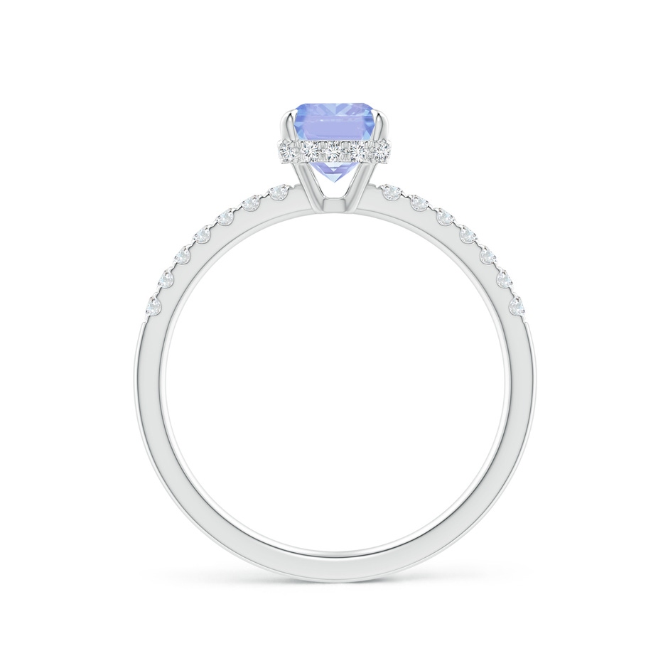 7x5mm A Emerald-Cut Tanzanite Engagement Ring with Diamonds in White Gold side-1