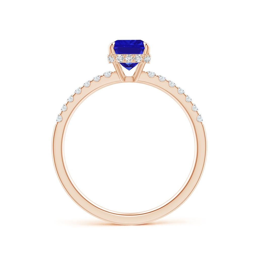 7x5mm AAAA Emerald-Cut Tanzanite Engagement Ring with Diamonds in Rose Gold - side_1