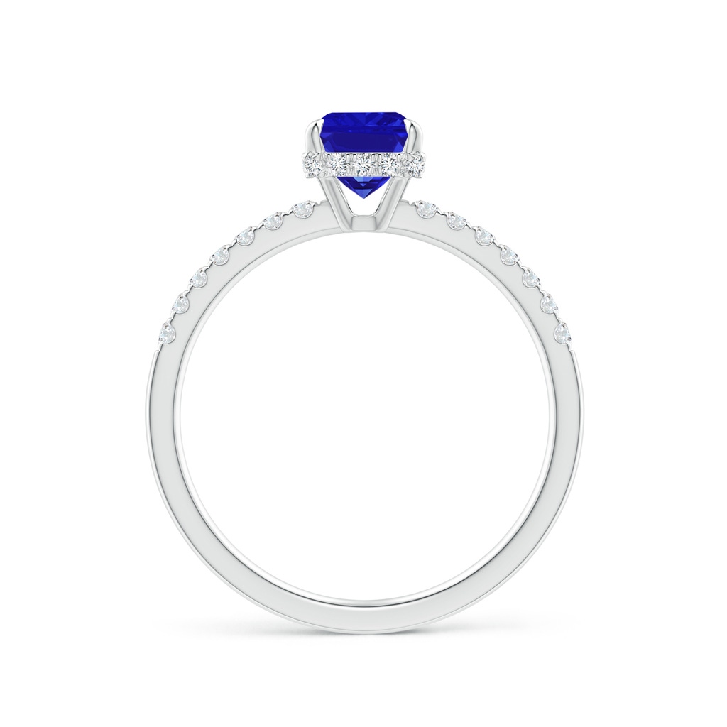 7x5mm AAAA Emerald-Cut Tanzanite Engagement Ring with Diamonds in White Gold - side_1