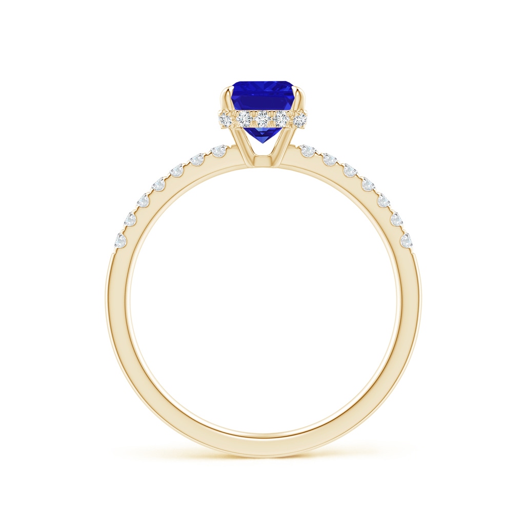 7x5mm AAAA Emerald-Cut Tanzanite Engagement Ring with Diamonds in Yellow Gold - side_1