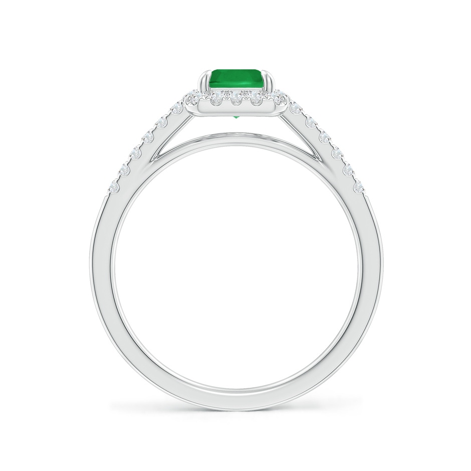 7x5mm A Emerald-Cut Emerald Ring with Diamond Halo in White Gold side-1