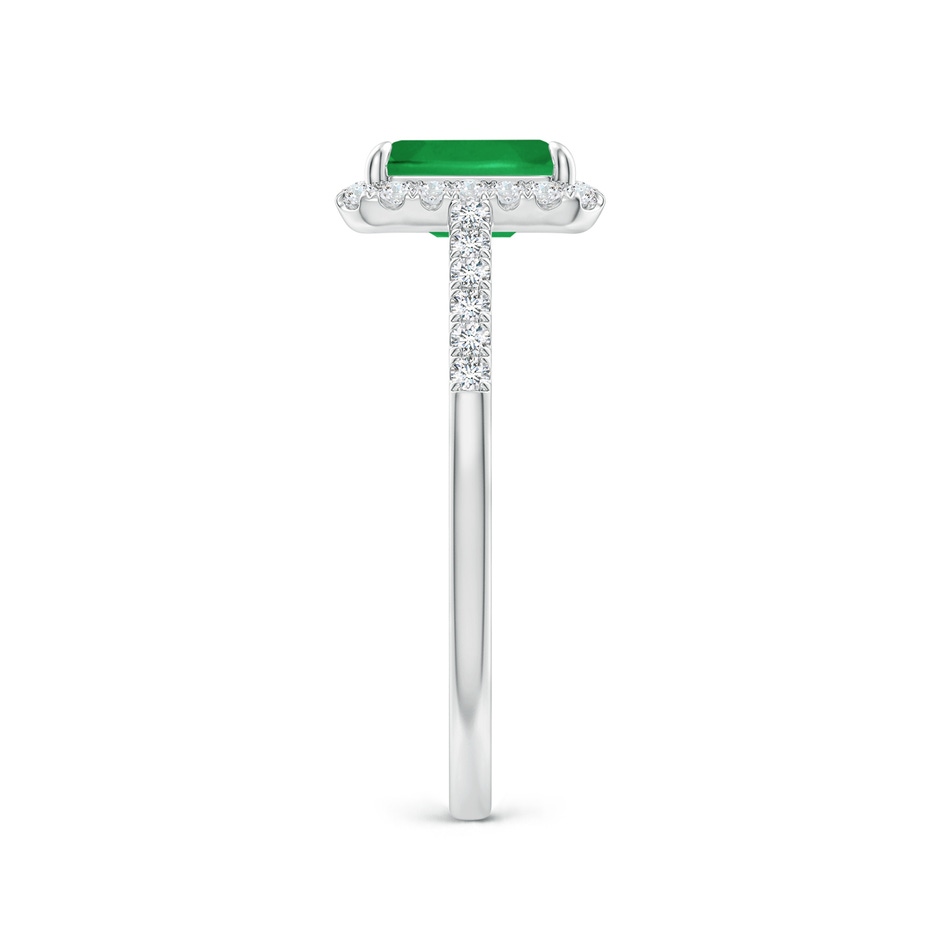 7x5mm A Emerald-Cut Emerald Ring with Diamond Halo in White Gold side-2