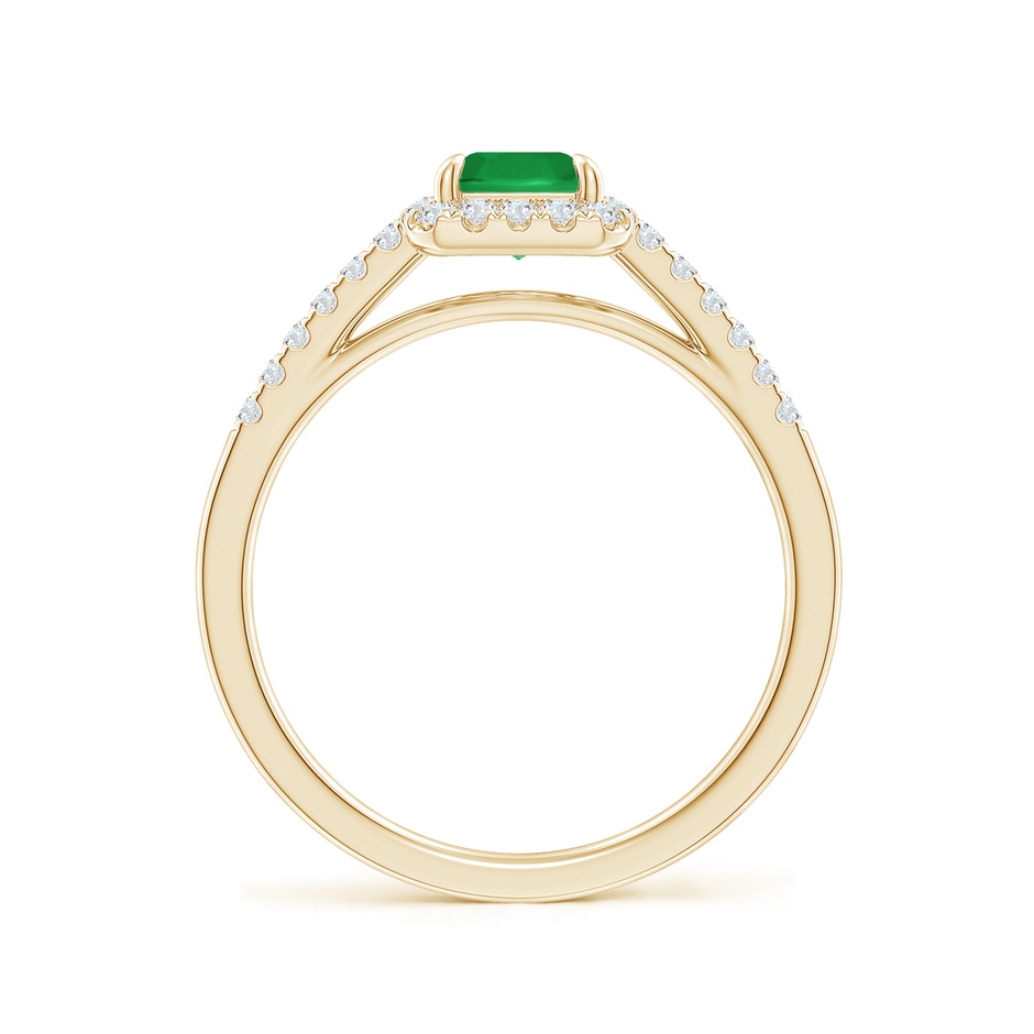 7x5mm A Emerald-Cut Emerald Ring with Diamond Halo in Yellow Gold side-1