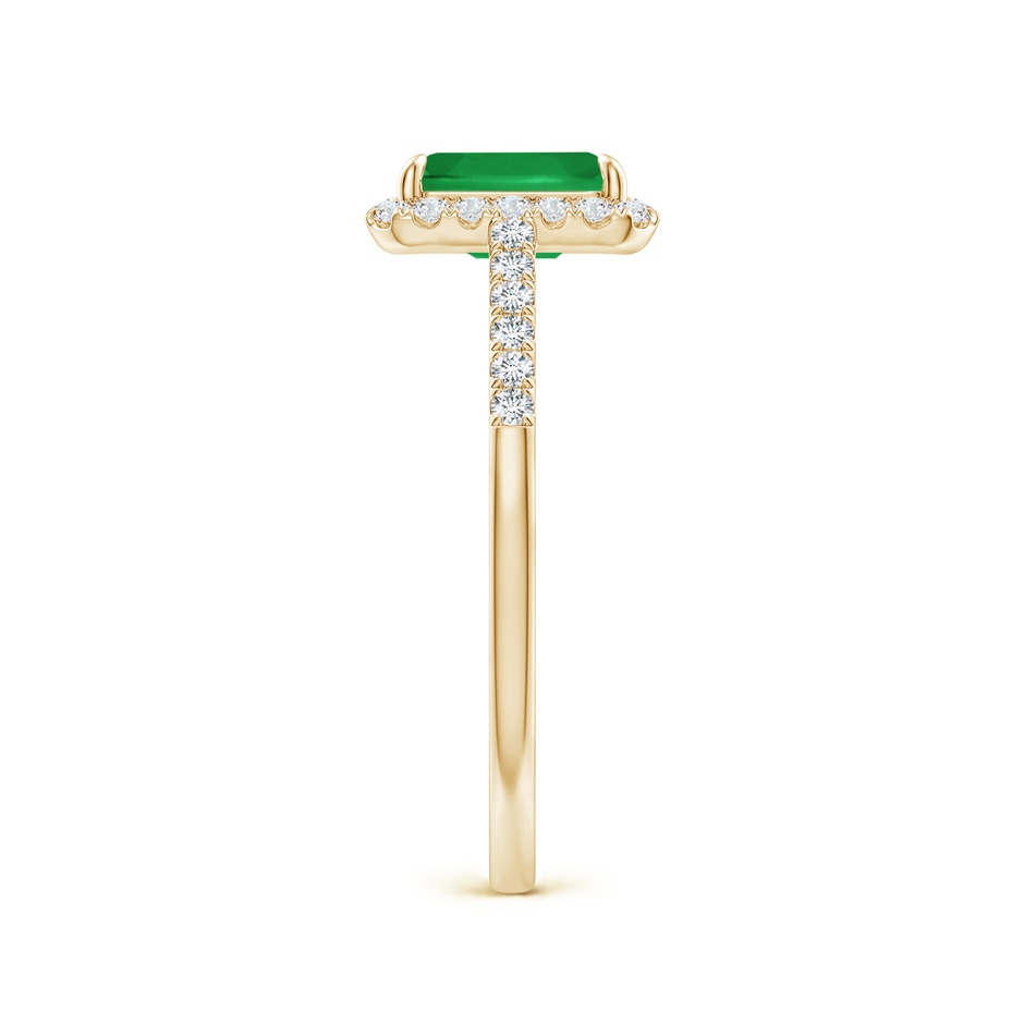 7x5mm A Emerald-Cut Emerald Ring with Diamond Halo in Yellow Gold side-2