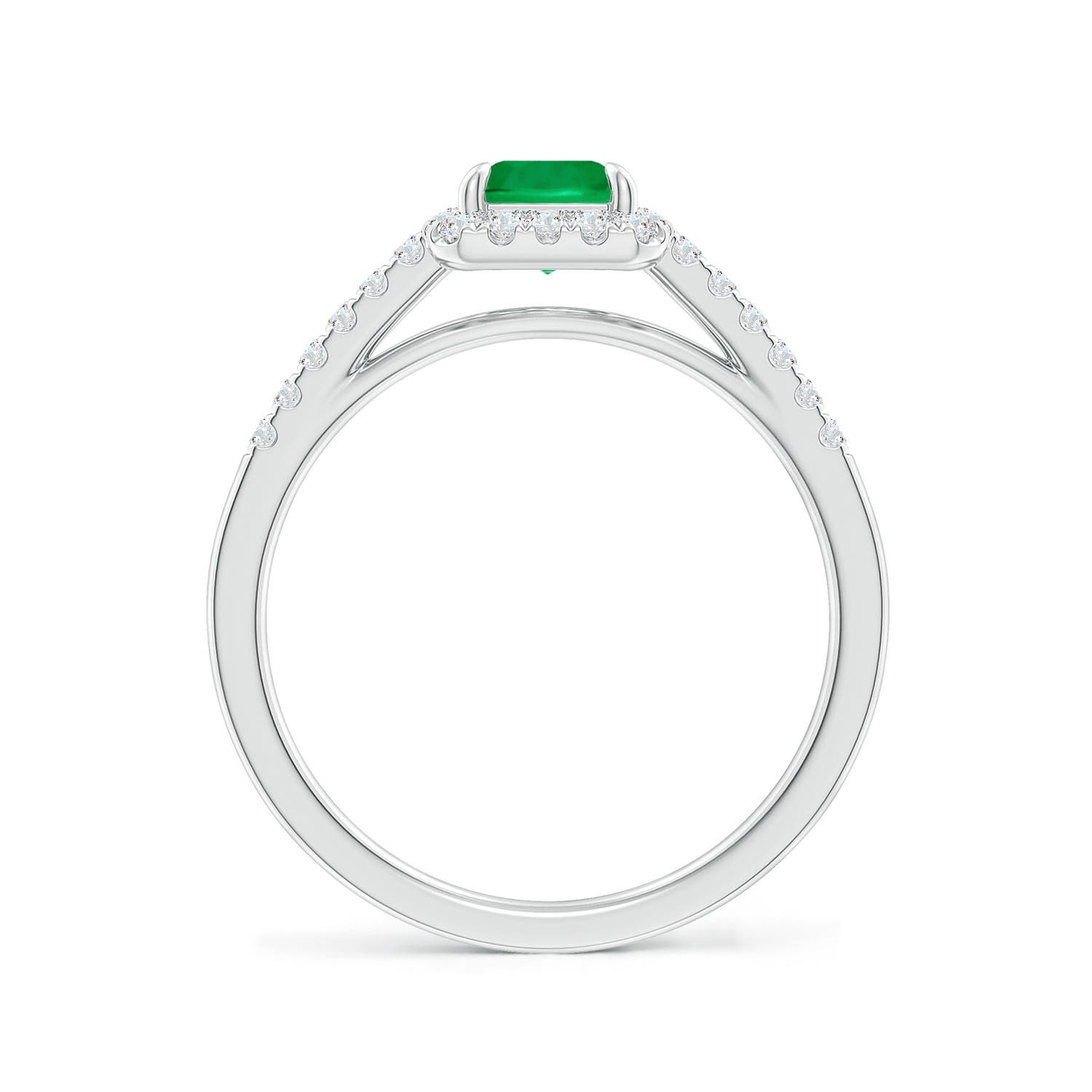 7x5mm AAA Emerald-Cut Emerald Ring with Diamond Halo in P950 Platinum - side 3