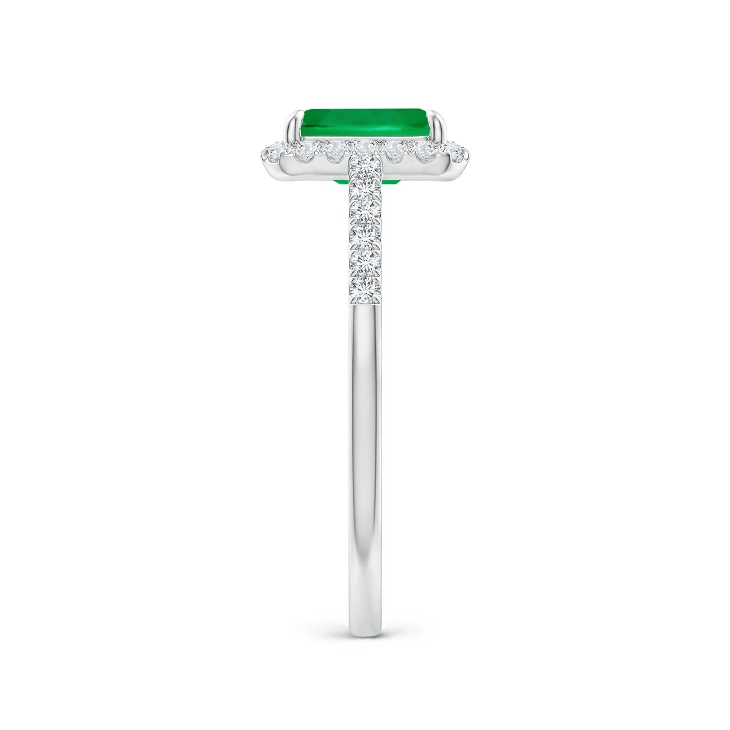 7x5mm AAA Emerald-Cut Emerald Ring with Diamond Halo in P950 Platinum - side 6
