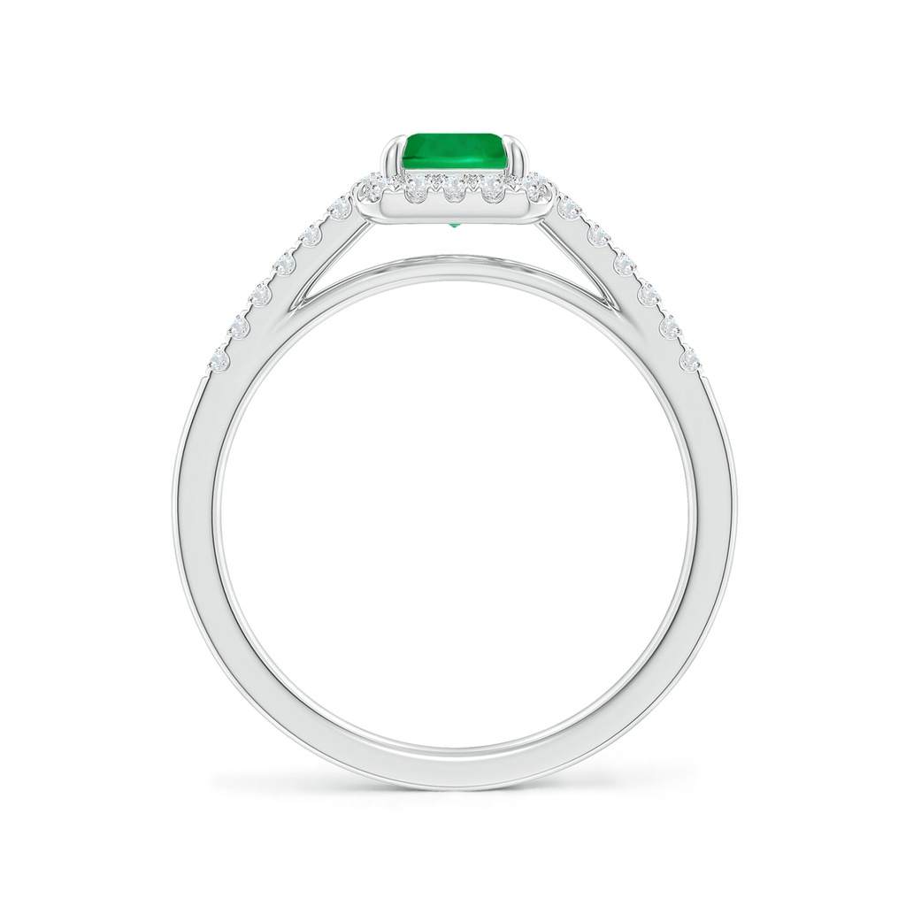 7x5mm AAA Emerald-Cut Emerald Ring with Diamond Halo in White Gold Side-1