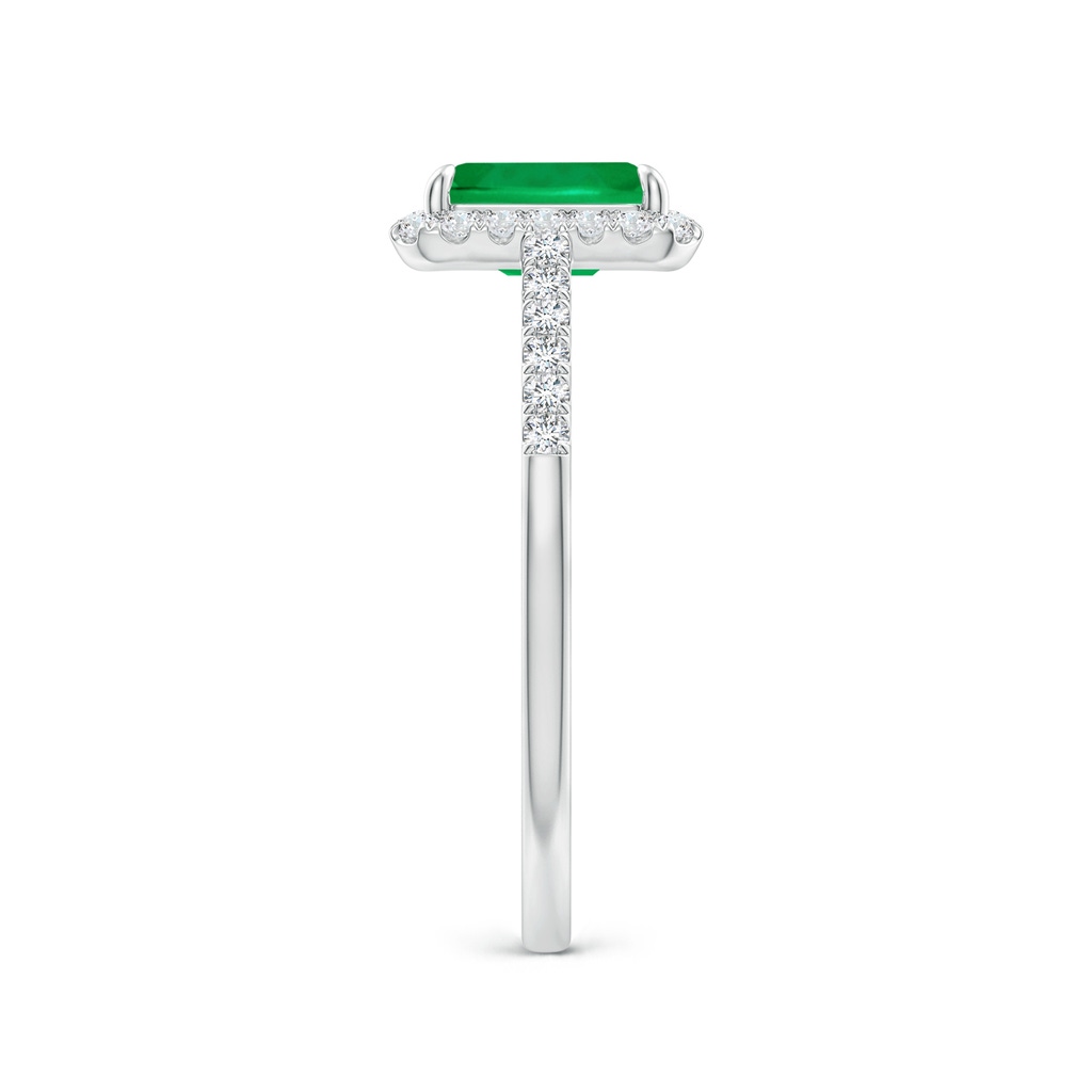 7x5mm AAA Emerald-Cut Emerald Ring with Diamond Halo in White Gold Side-2