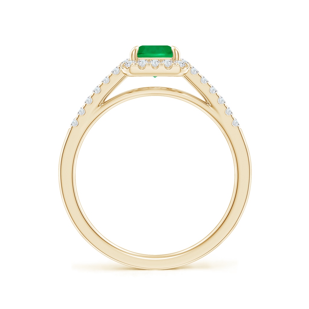 7x5mm AAA Emerald-Cut Emerald Ring with Diamond Halo in Yellow Gold Side-1