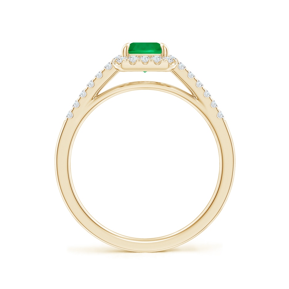 7x5mm AAA Emerald-Cut Emerald Ring with Diamond Halo in Yellow Gold side-1