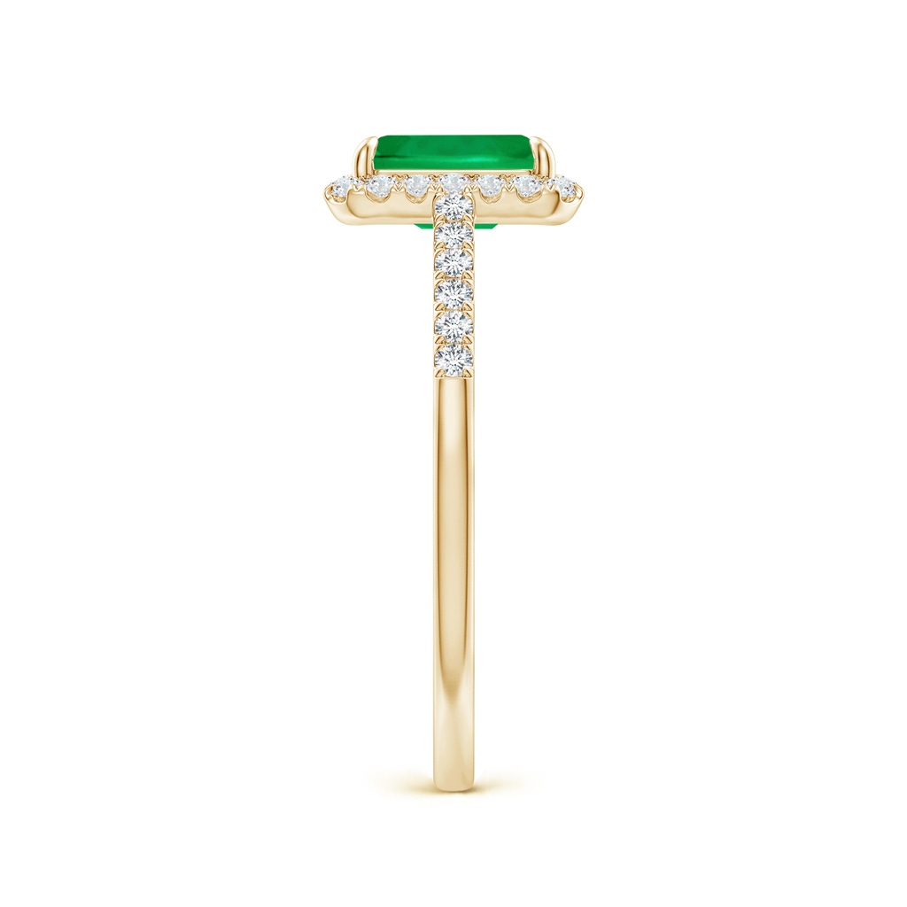 7x5mm AAA Emerald-Cut Emerald Ring with Diamond Halo in Yellow Gold Side-2