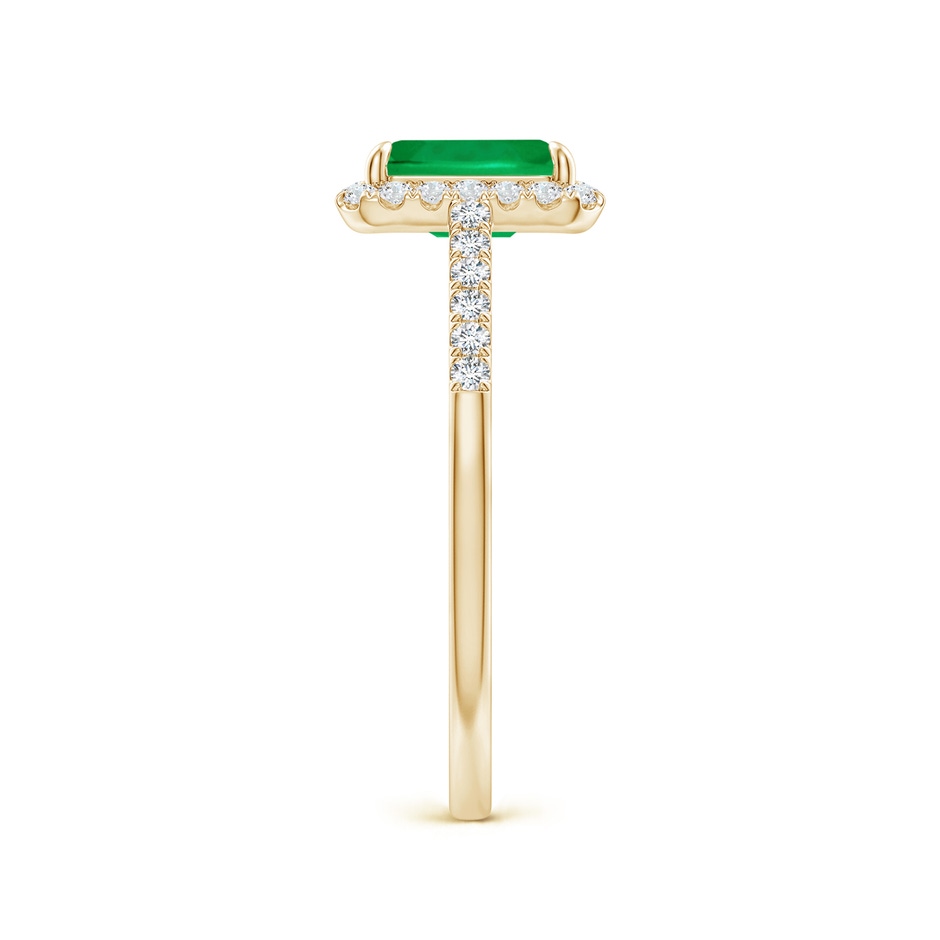 7x5mm AAA Emerald-Cut Emerald Ring with Diamond Halo in Yellow Gold side-2