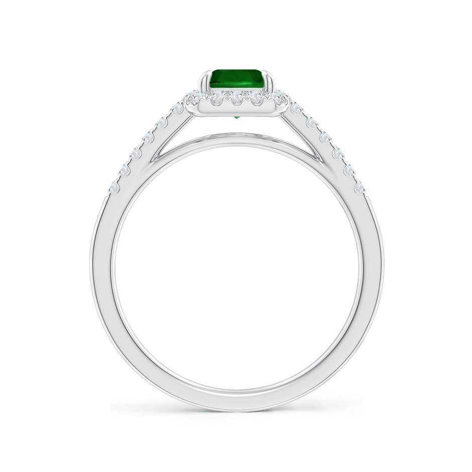 7x5mm Lab-Grown Emerald-Cut Emerald Ring with Diamond Halo in P950 Platinum side-1