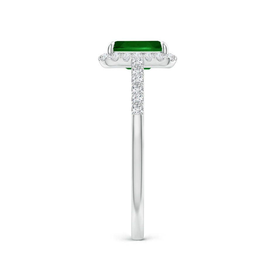 7x5mm Lab-Grown Emerald-Cut Emerald Ring with Diamond Halo in P950 Platinum side-2