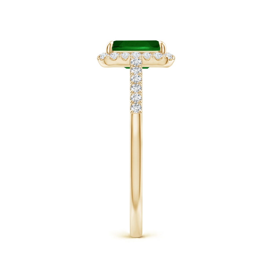 7x5mm Lab-Grown Emerald-Cut Emerald Ring with Diamond Halo in Yellow Gold side-2