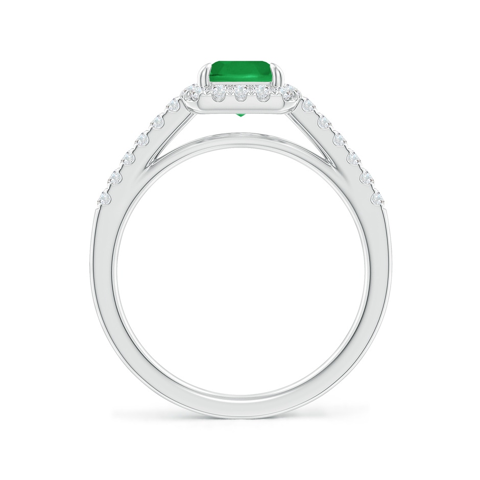 8x6mm A Emerald-Cut Emerald Ring with Diamond Halo in White Gold side-1