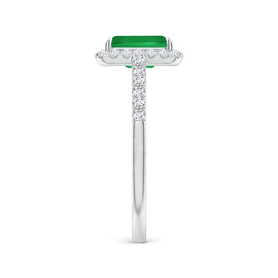 8x6mm A Emerald-Cut Emerald Ring with Diamond Halo in White Gold side-2