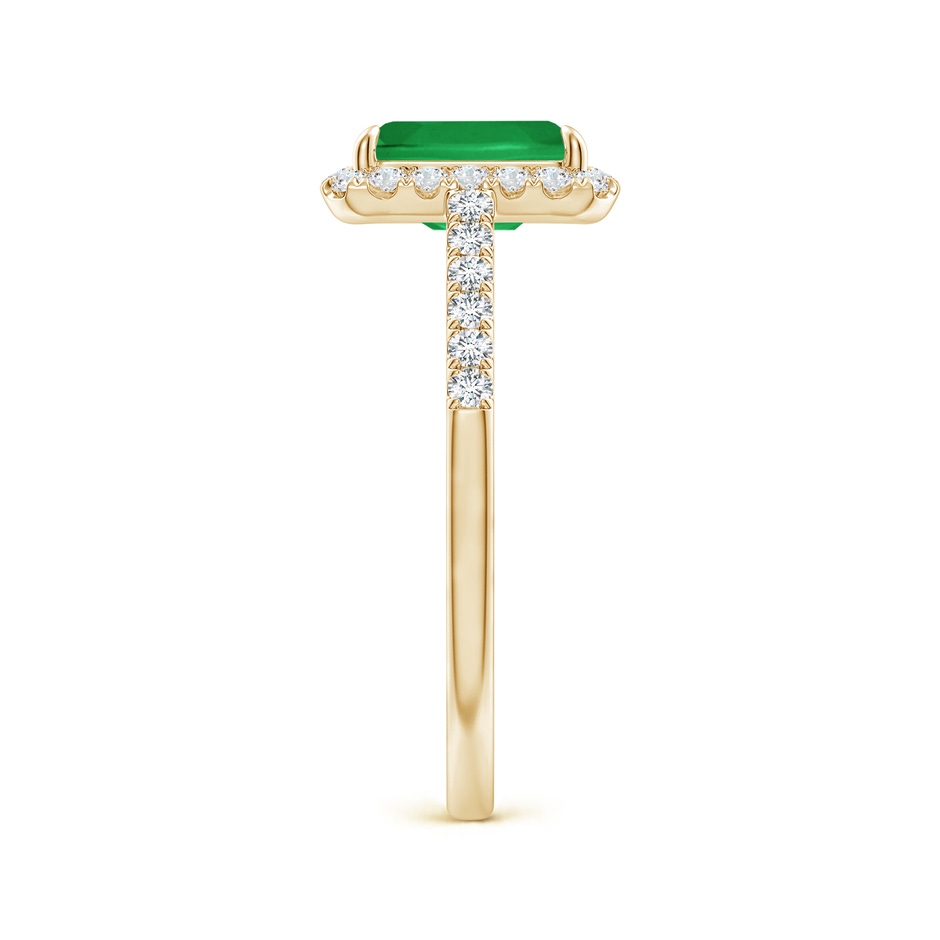 8x6mm A Emerald-Cut Emerald Ring with Diamond Halo in Yellow Gold side-2