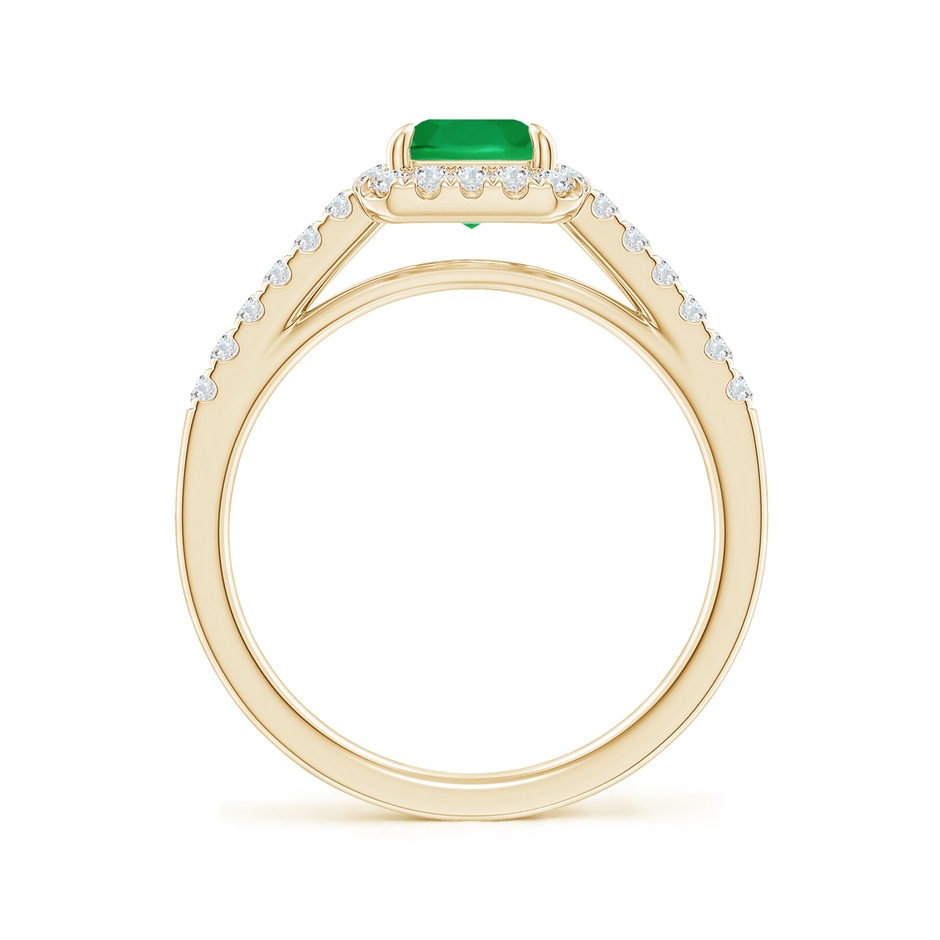 8x6mm AA Emerald-Cut Emerald Ring with Diamond Halo in Yellow Gold side-1