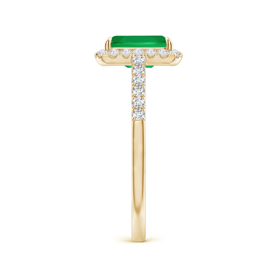 8x6mm AA Emerald-Cut Emerald Ring with Diamond Halo in Yellow Gold side-2