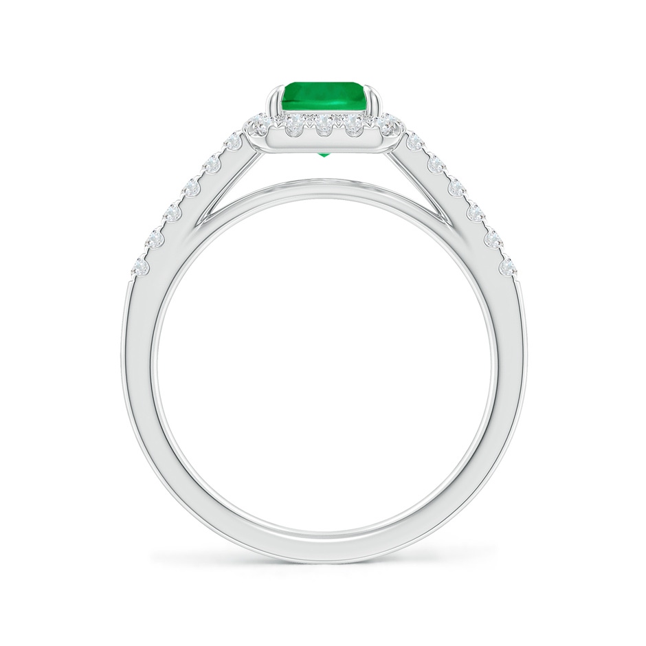8x6mm AAA Emerald-Cut Emerald Ring with Diamond Halo in P950 Platinum side-1