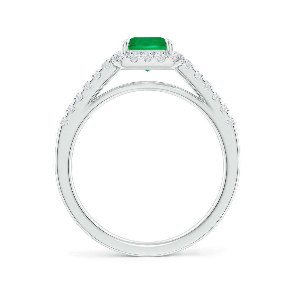 8x6mm AAA Emerald-Cut Emerald Ring with Diamond Halo in White Gold Side-1