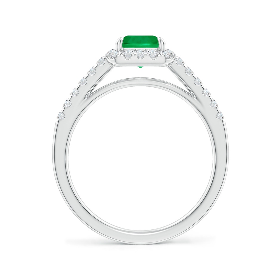 8x6mm AAA Emerald-Cut Emerald Ring with Diamond Halo in White Gold side-1