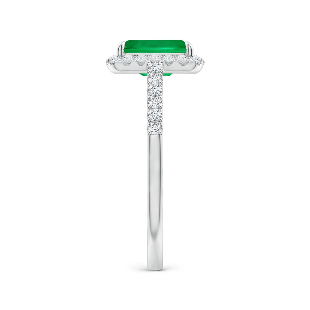 8x6mm AAA Emerald-Cut Emerald Ring with Diamond Halo in White Gold Side-2