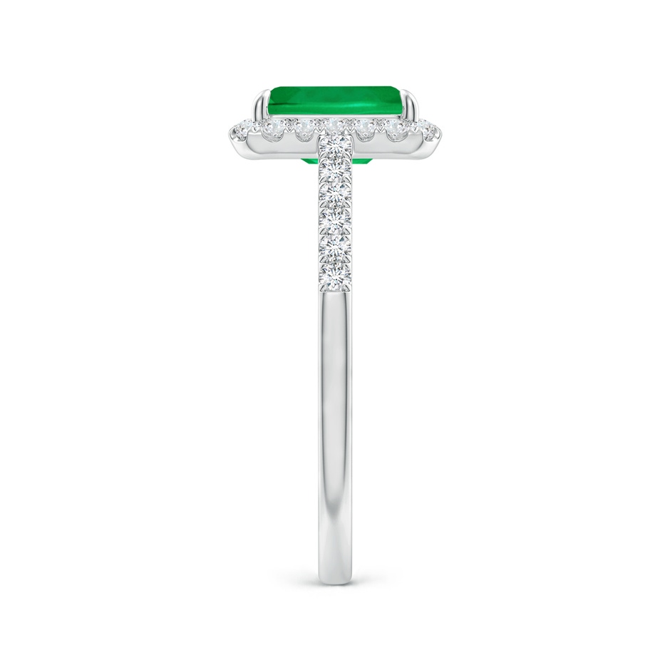 8x6mm AAA Emerald-Cut Emerald Ring with Diamond Halo in White Gold side-2