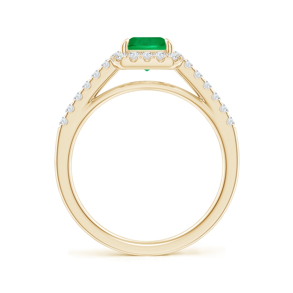 8x6mm AAA Emerald-Cut Emerald Ring with Diamond Halo in Yellow Gold side-1