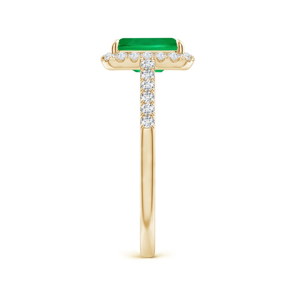 8x6mm AAA Emerald-Cut Emerald Ring with Diamond Halo in Yellow Gold side-2