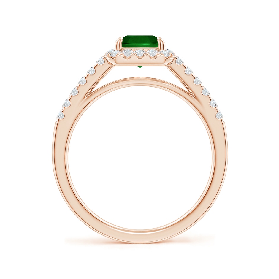8x6mm Lab-Grown Emerald-Cut Emerald Ring with Diamond Halo in Rose Gold side-1