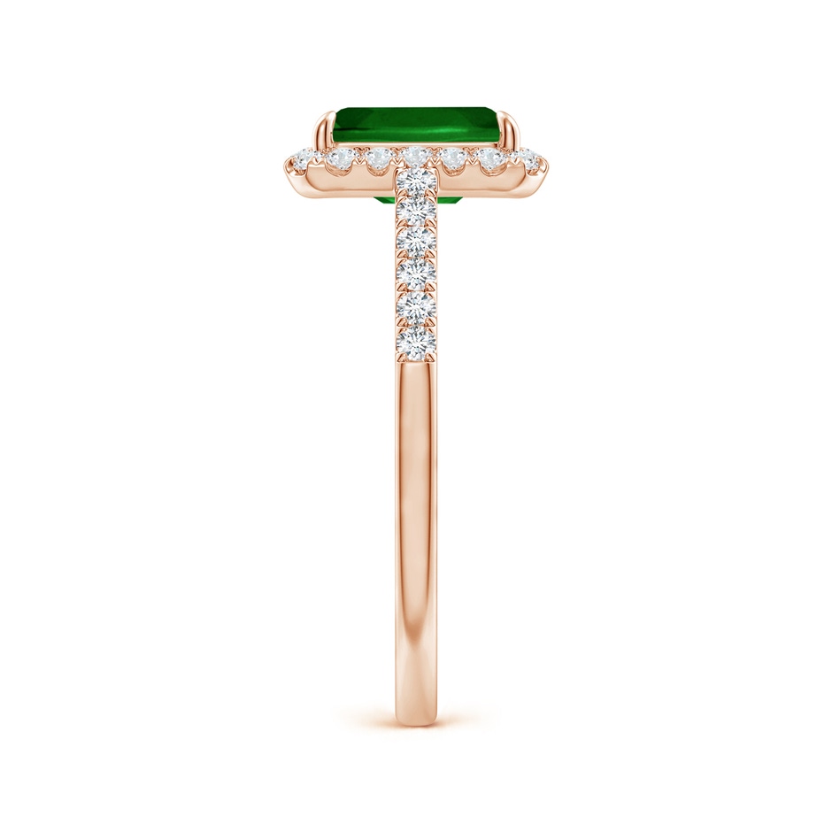 8x6mm Lab-Grown Emerald-Cut Emerald Ring with Diamond Halo in Rose Gold side-2