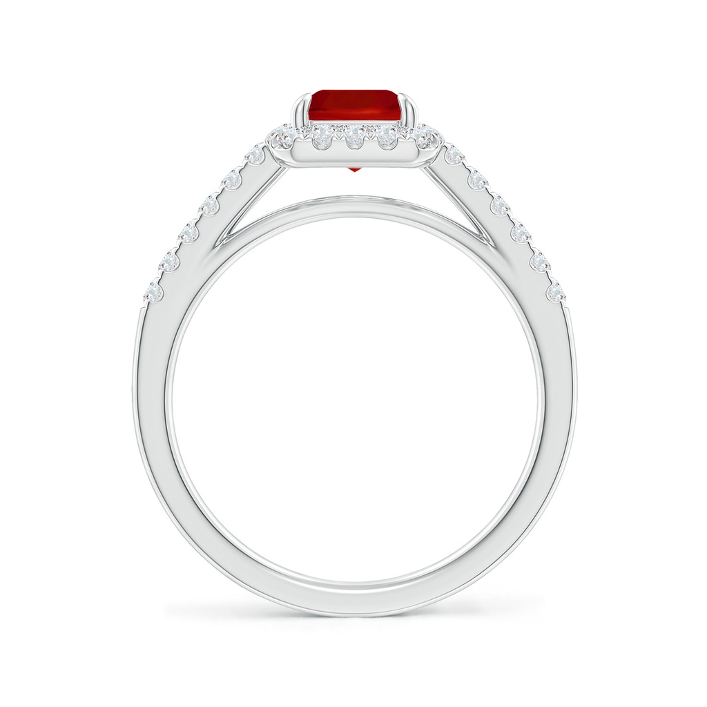 8x6mm AAA Emerald-Cut Ruby Ring with Diamond Halo in White Gold Side-1