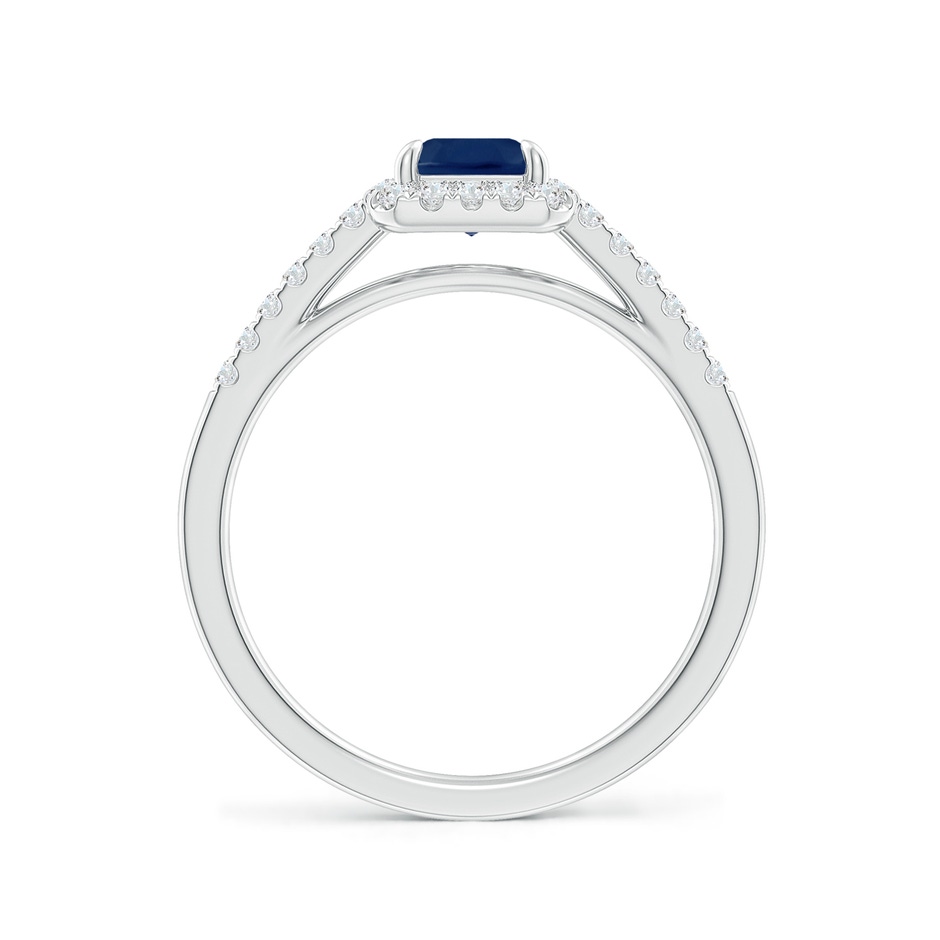 7x5mm A Emerald-Cut Sapphire Ring with Diamond Halo in White Gold side-1