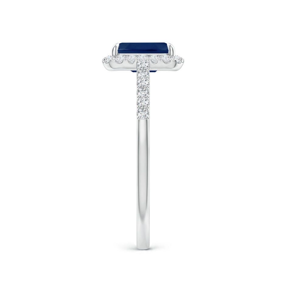 7x5mm A Emerald-Cut Sapphire Ring with Diamond Halo in White Gold side-2