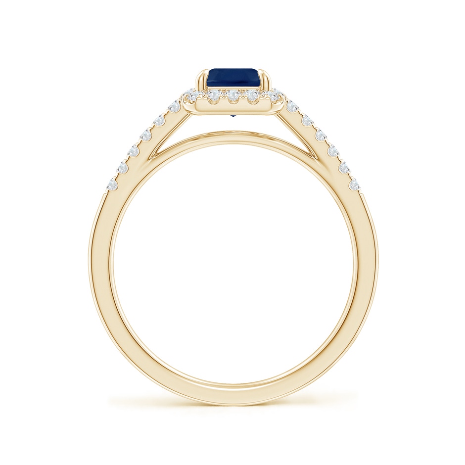 7x5mm A Emerald-Cut Sapphire Ring with Diamond Halo in Yellow Gold side-1