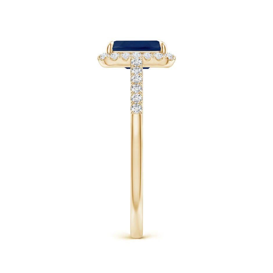 7x5mm A Emerald-Cut Sapphire Ring with Diamond Halo in Yellow Gold side-2
