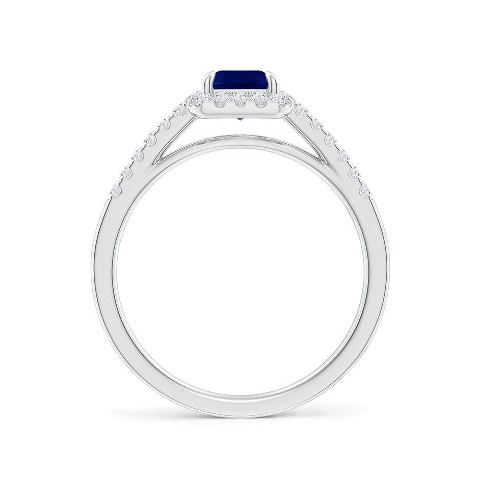 7x5mm AA Emerald-Cut Sapphire Ring with Diamond Halo in White Gold side-1