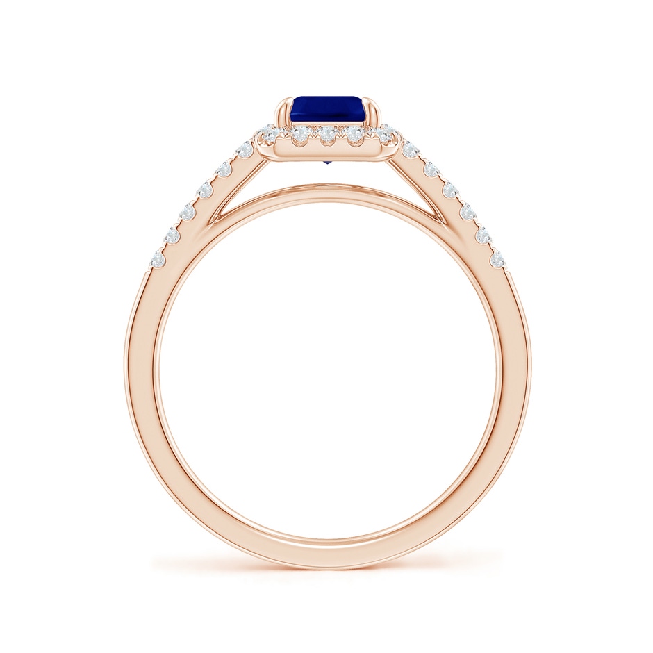 7x5mm AAA Emerald-Cut Sapphire Ring with Diamond Halo in Rose Gold side-1