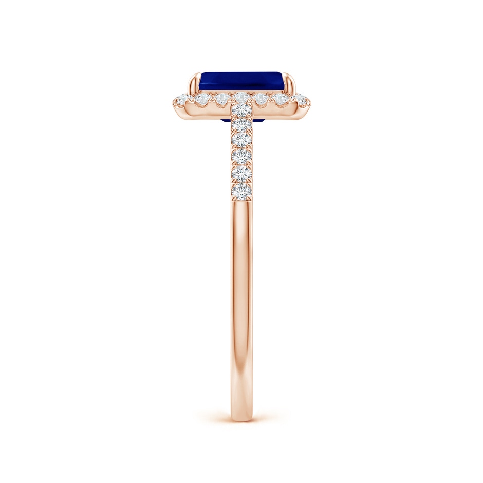 7x5mm AAA Emerald-Cut Sapphire Ring with Diamond Halo in Rose Gold side-2