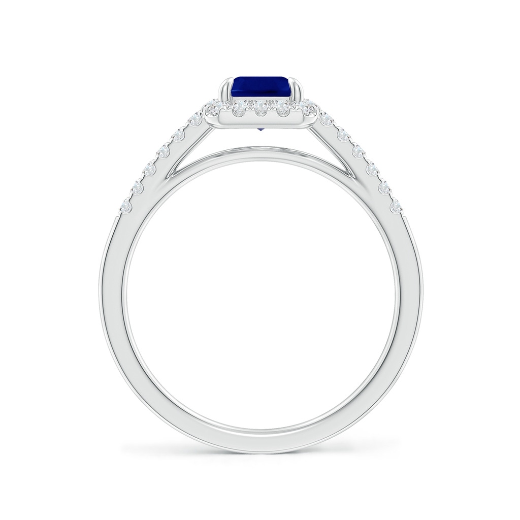 7x5mm AAA Emerald-Cut Sapphire Ring with Diamond Halo in White Gold Side-1