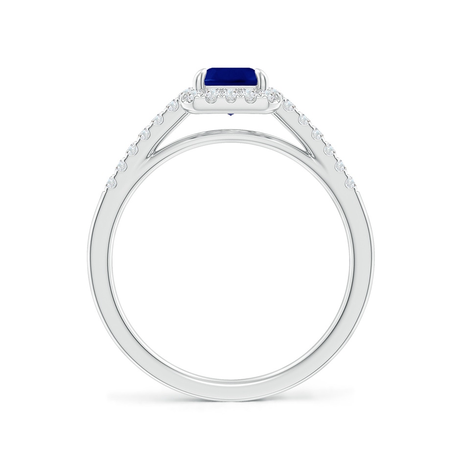 7x5mm AAA Emerald-Cut Sapphire Ring with Diamond Halo in White Gold side-1