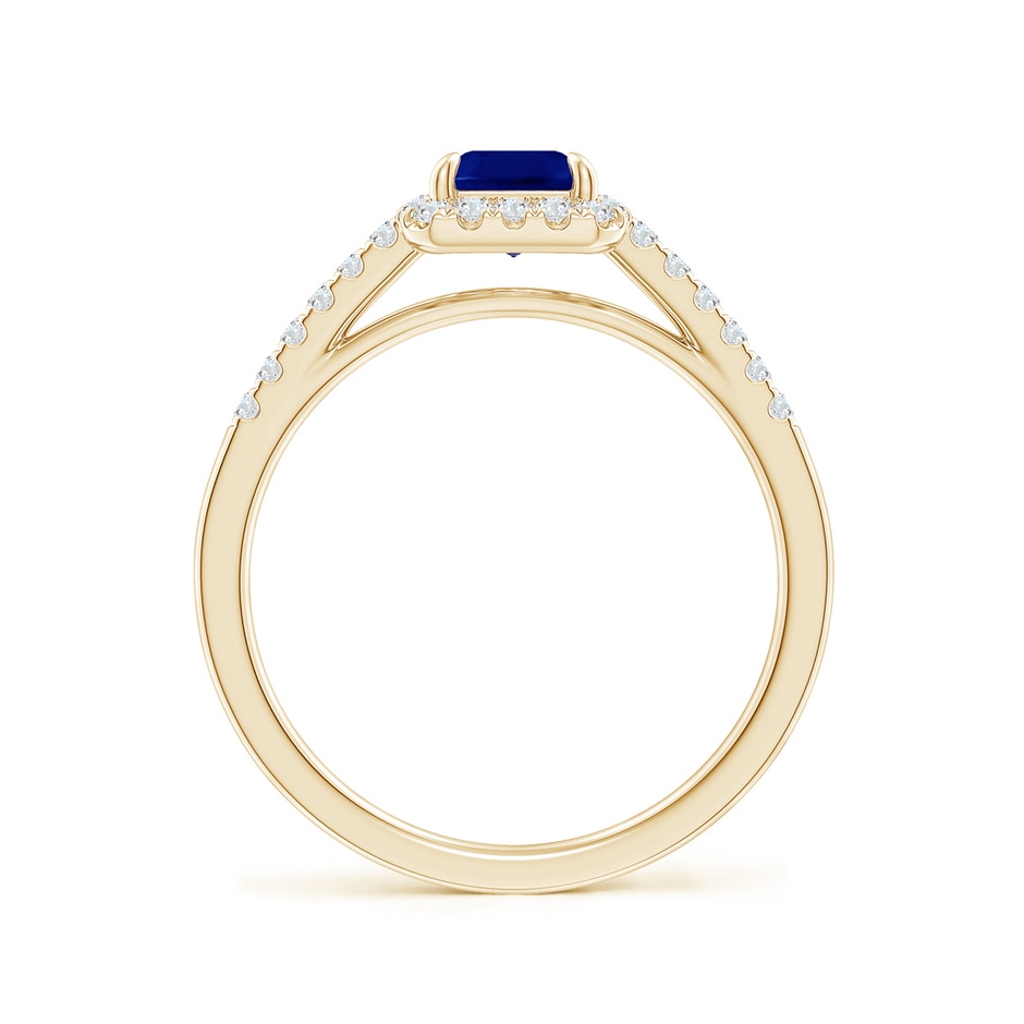 7x5mm AAA Emerald-Cut Sapphire Ring with Diamond Halo in Yellow Gold side-1