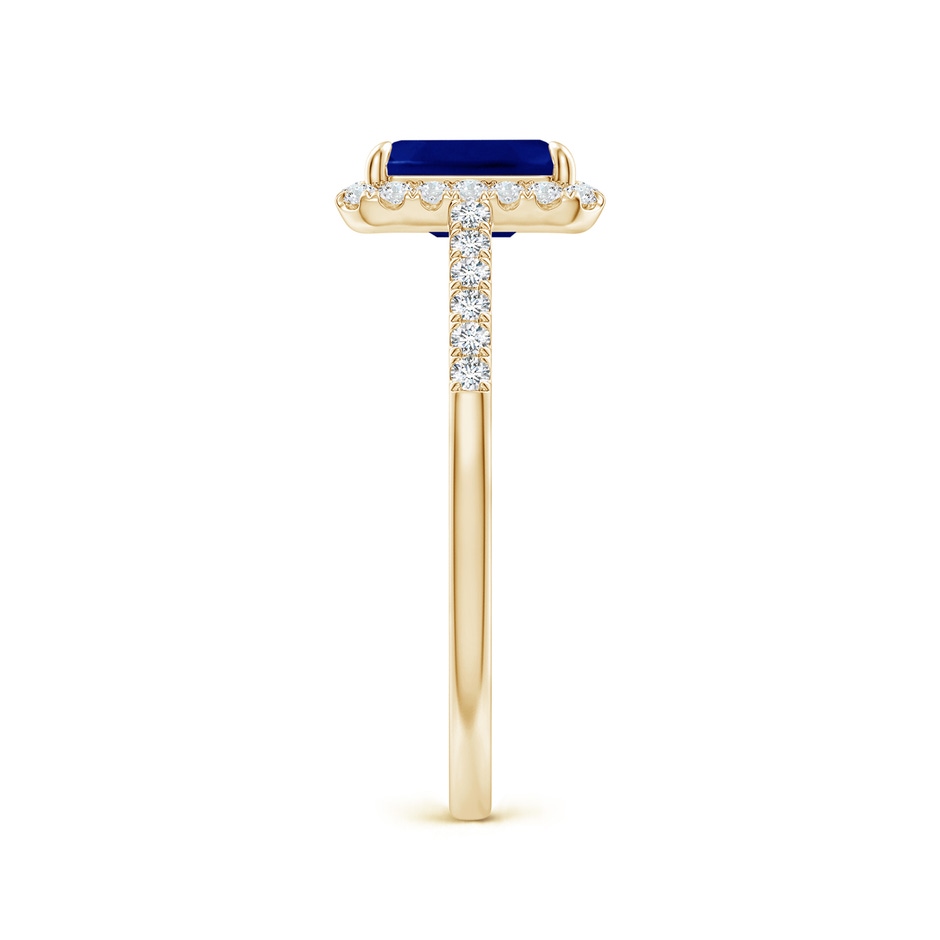 7x5mm AAA Emerald-Cut Sapphire Ring with Diamond Halo in Yellow Gold side-2