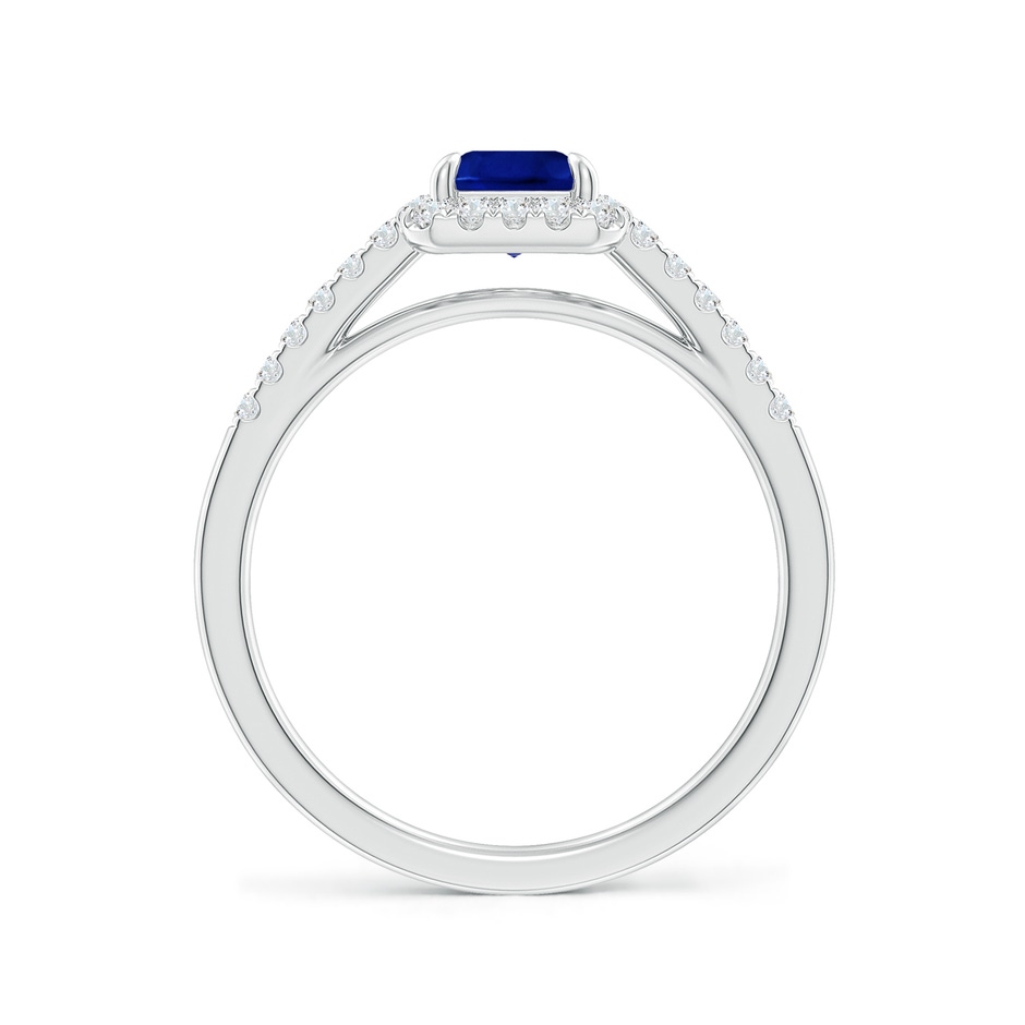 7x5mm AAAA Emerald-Cut Sapphire Ring with Diamond Halo in P950 Platinum side-1