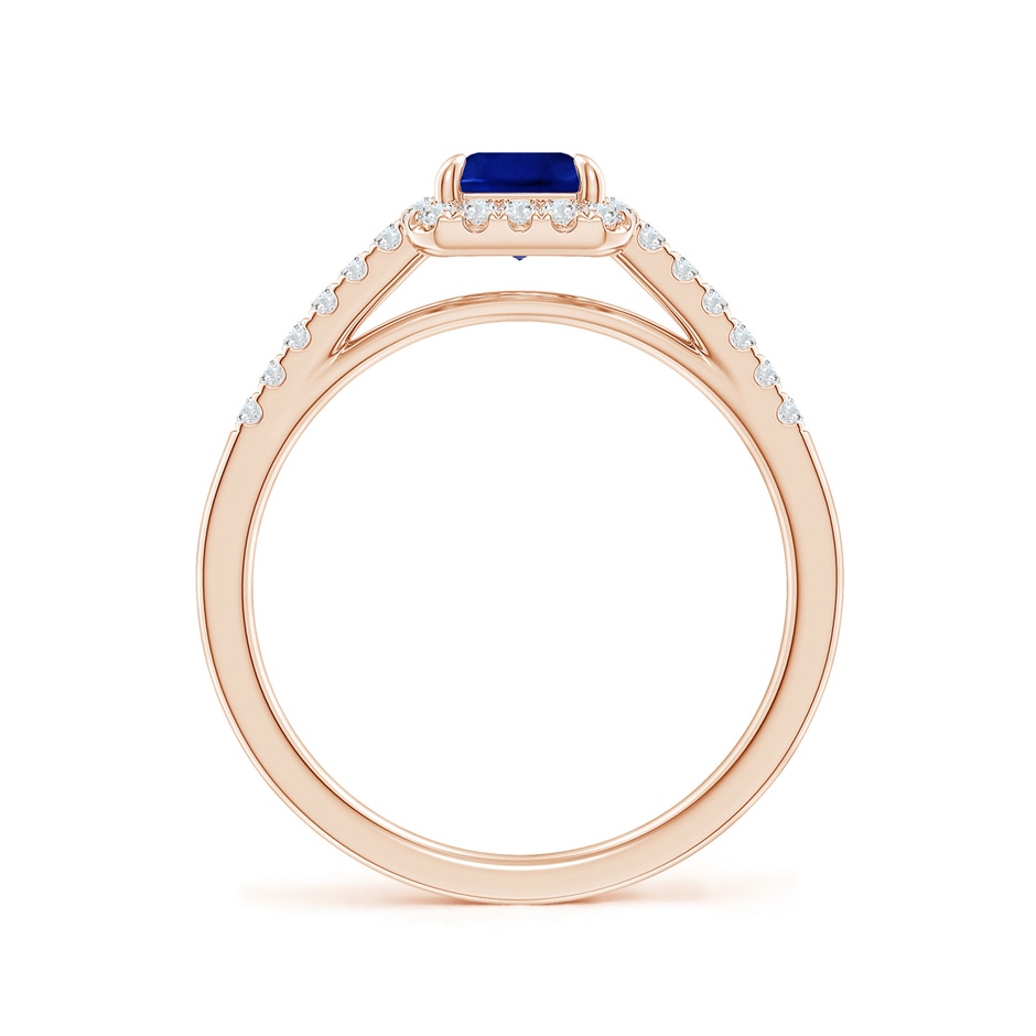 7x5mm Lab-Grown Emerald-Cut Sapphire Ring with Diamond Halo in Rose Gold side-1