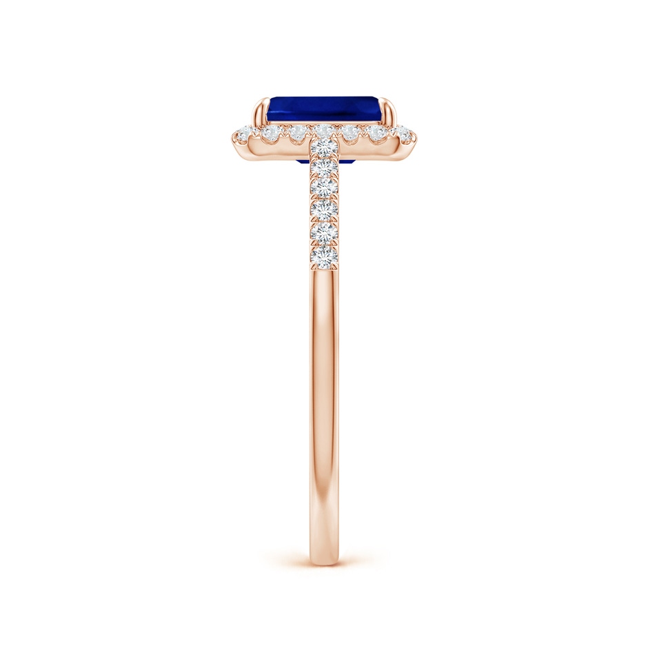 7x5mm Lab-Grown Emerald-Cut Sapphire Ring with Diamond Halo in Rose Gold side-2