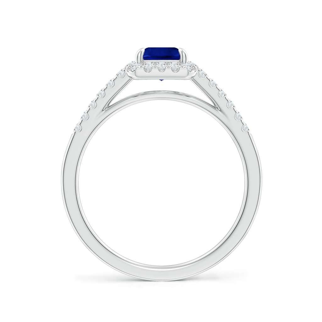 7x5mm Lab-Grown Emerald-Cut Sapphire Ring with Diamond Halo in White Gold - side_1