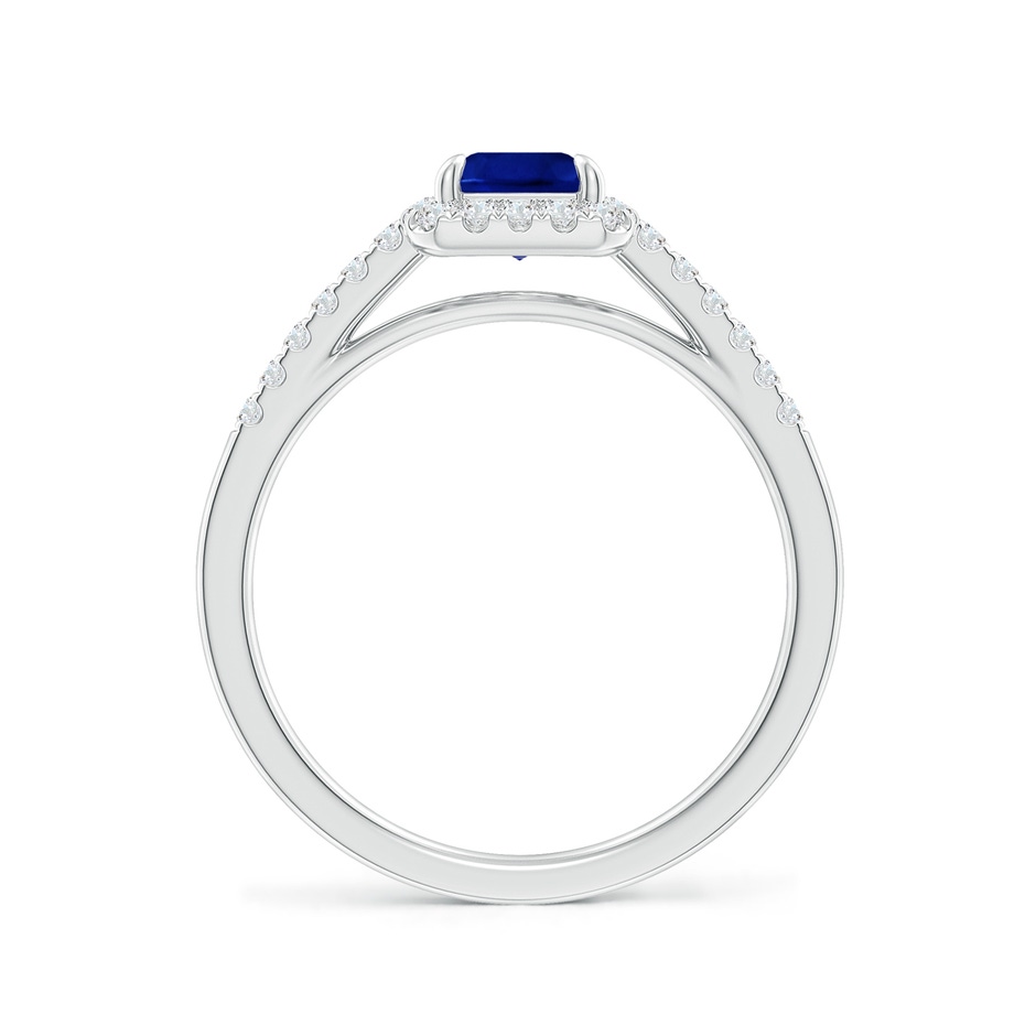 7x5mm Lab-Grown Emerald-Cut Sapphire Ring with Diamond Halo in White Gold side-1